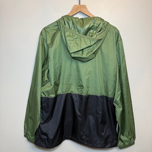 Columbia Center Ridge II Windbreaker Jacket Hooded Green Black Colorblock Large - Picture 7 of 7